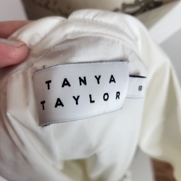 TANYA TAYLOR Top Womens 8 White Sleeveless Cutout Wrap Shirt Tie Office Siren - Picture 10 of 12